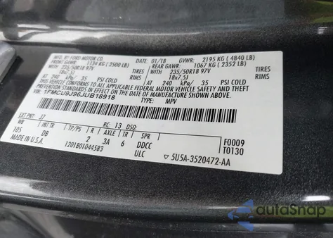 2018 Ford Escape Titanium from USA, damaged, VIN 1FMCU9J96JUB18918